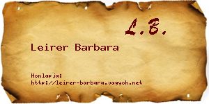 Leirer Barbara névjegykártya